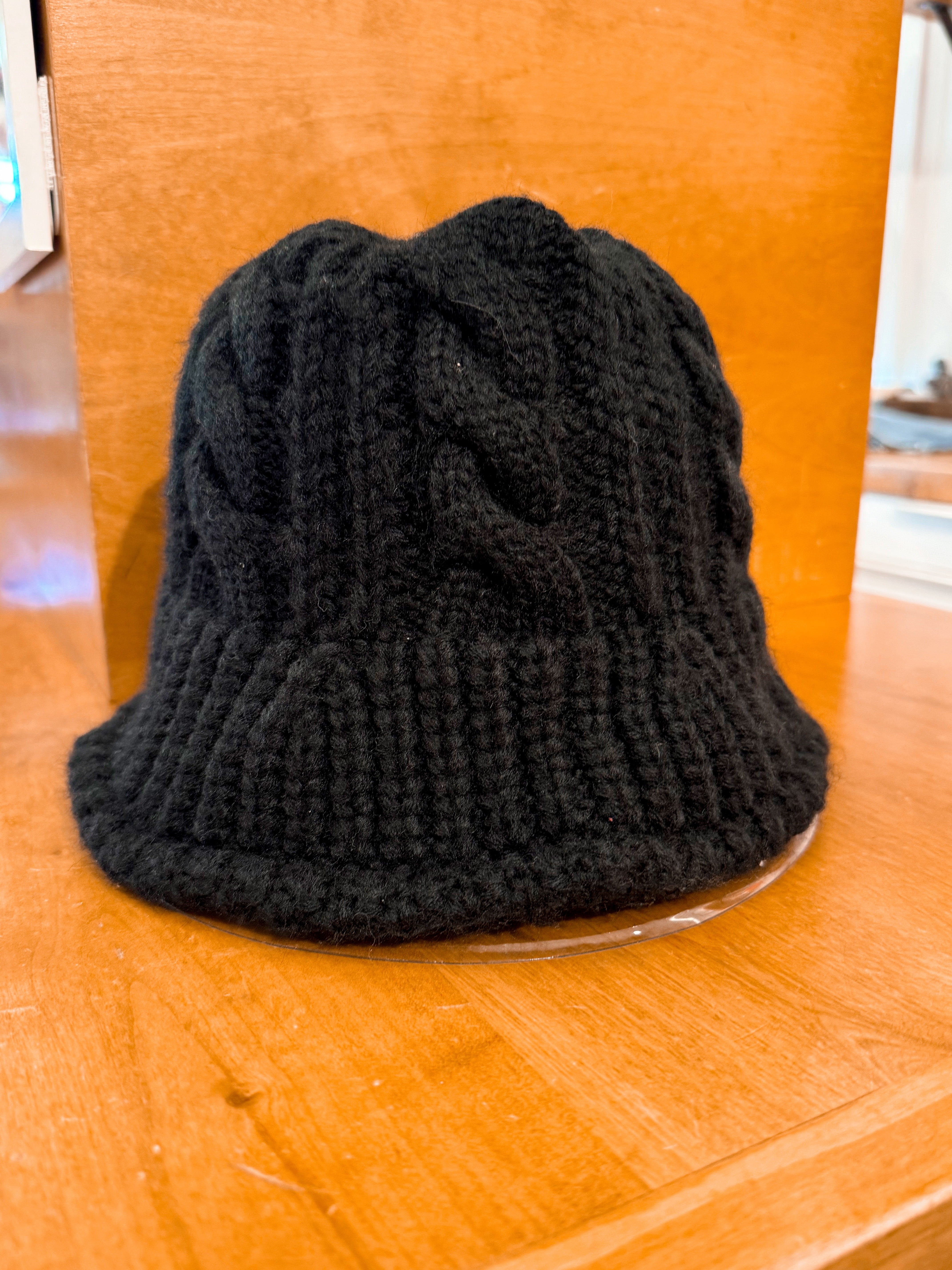 Black Cable Knit Bucket Hat - FINAL SALE