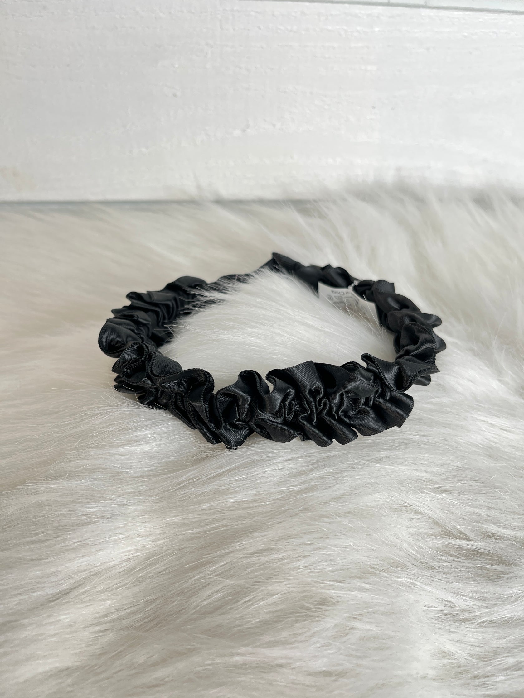 Black Satin Ruched Headband