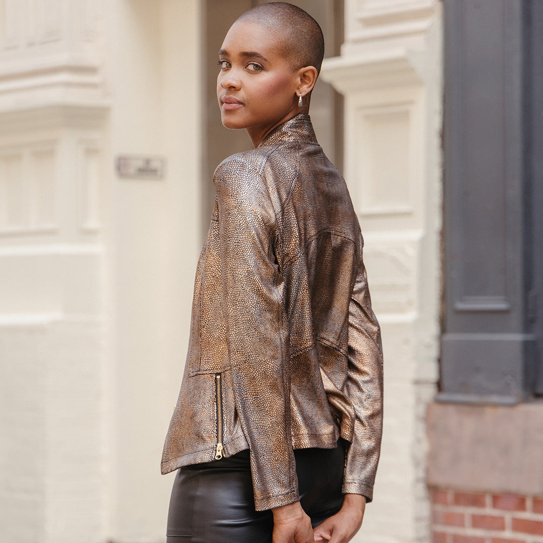 Copper Metallic Liquid Leather™ Textured Signature Jacket