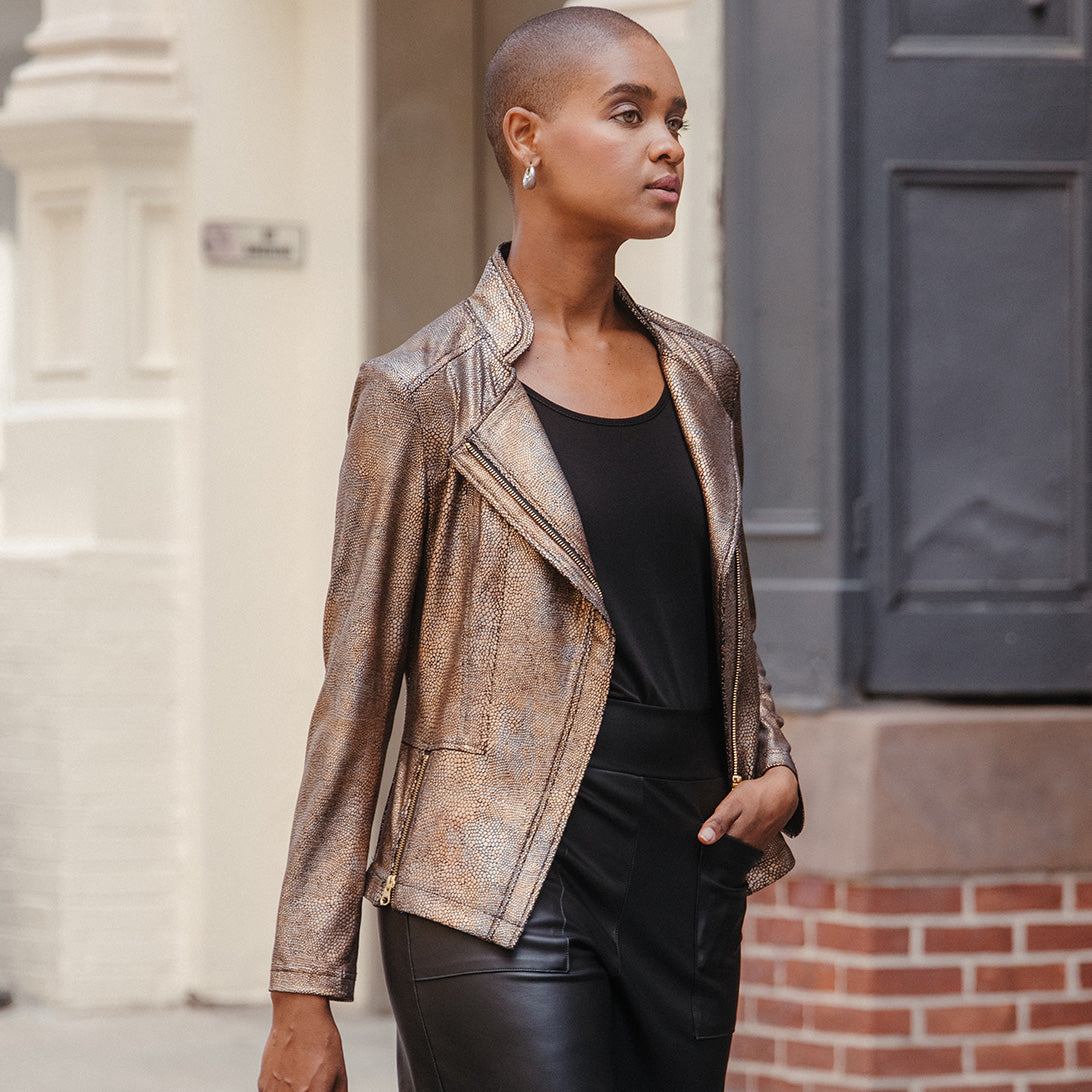 Copper Metallic Liquid Leather™ Textured Signature Jacket