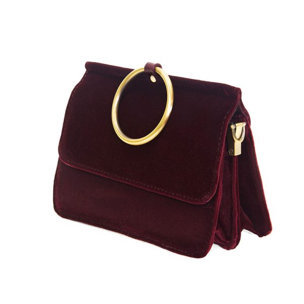 Burgundy Velvet Aria Ring Bag