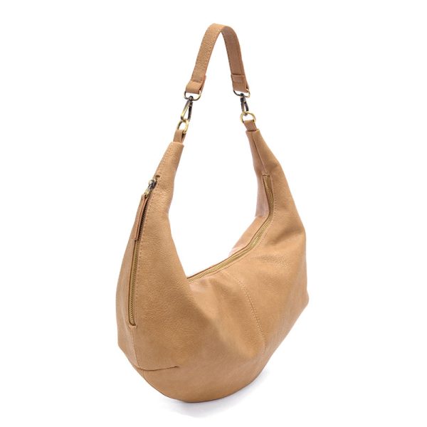 Camel Rhea Slouchy Crescent Shoulder/ Crossbody Bag