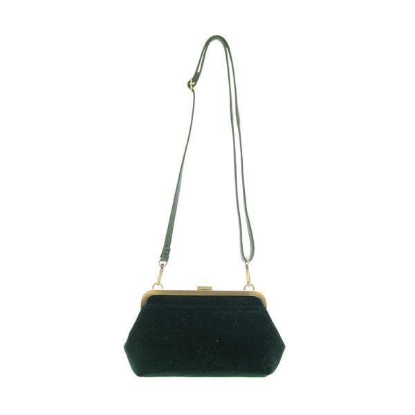 Deep Emerald Velvet Vivie Frame Lock Convertible Crossbody/Wristlet