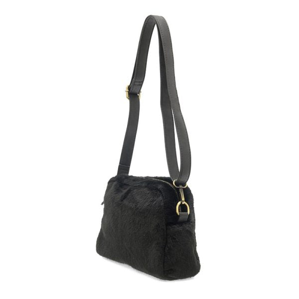 Ginny Black Faux Fur Crossbody