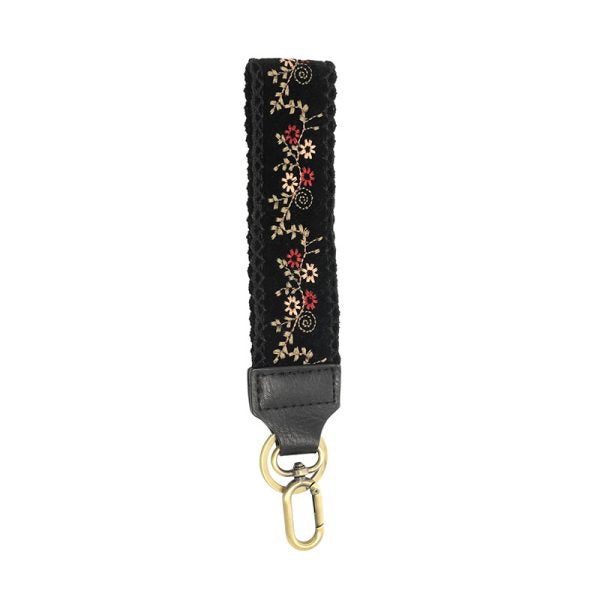 1.5" Black Daisy Chain Easy Find Wristlet Keychain