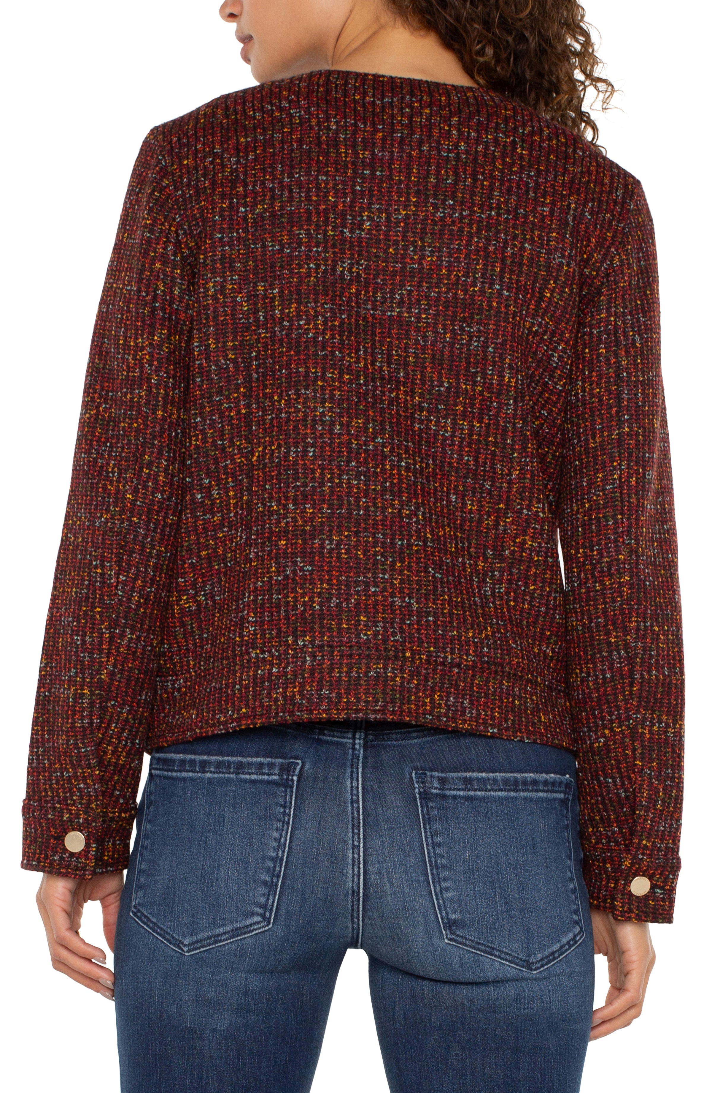 Bordeaux Multi Collarless Zip Up Jacket