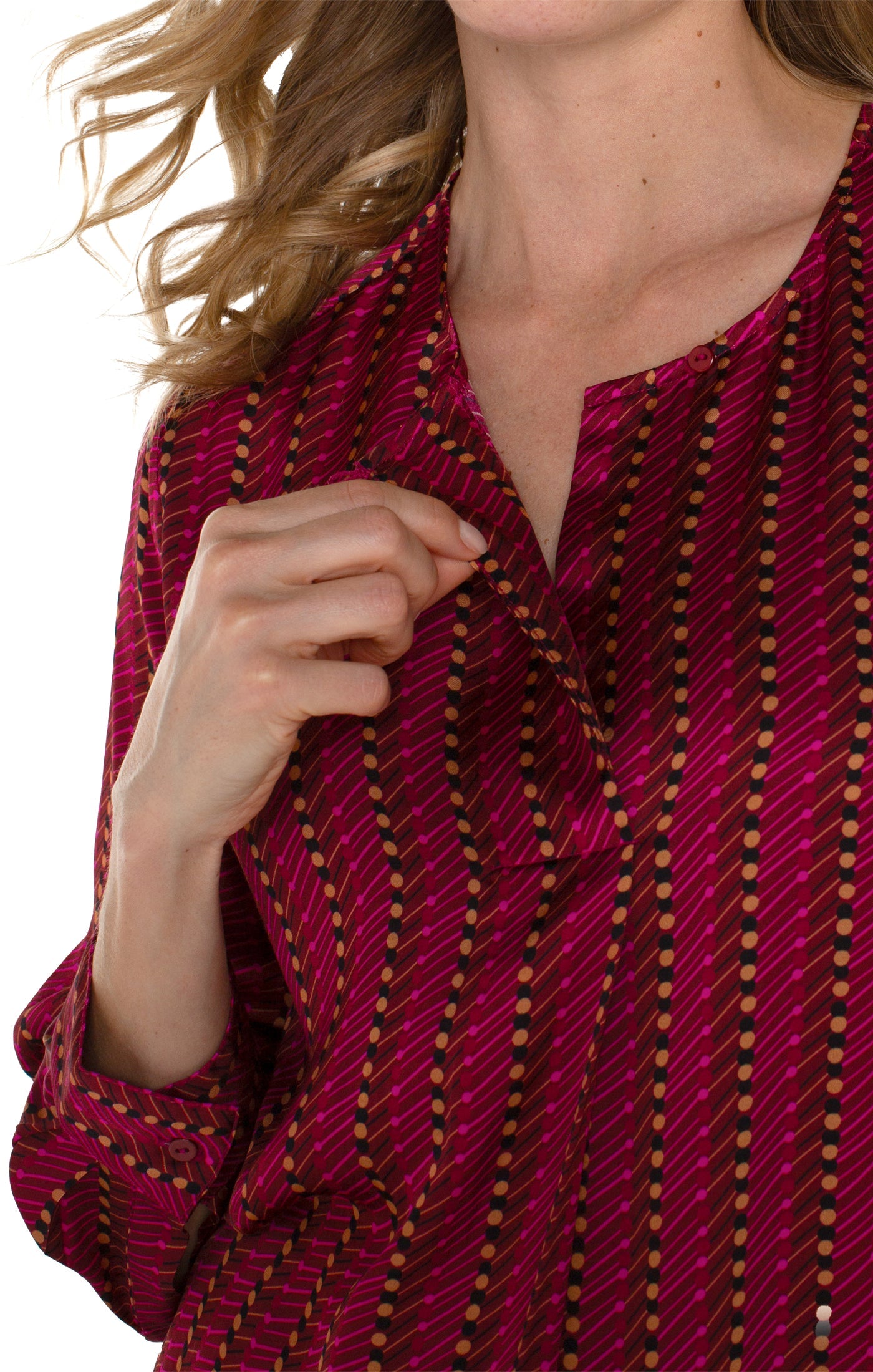 Ruby Dotted Longsleeve Popover Woven Blouse