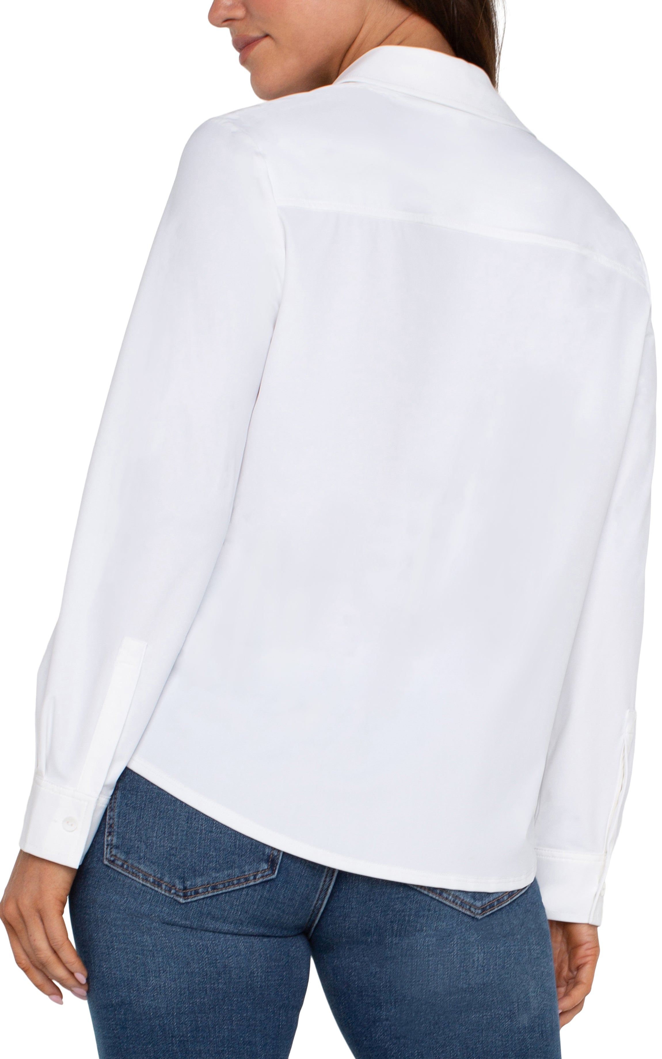 White Longsleeve Button Front Knit Shirt