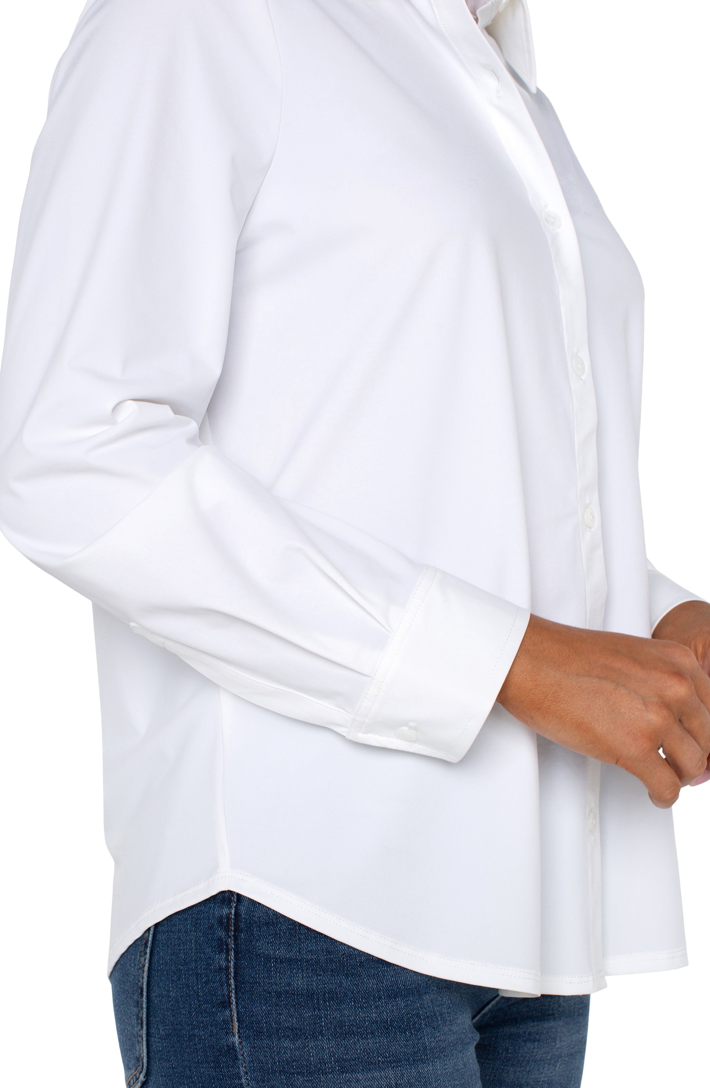 White Longsleeve Button Front Knit Shirt