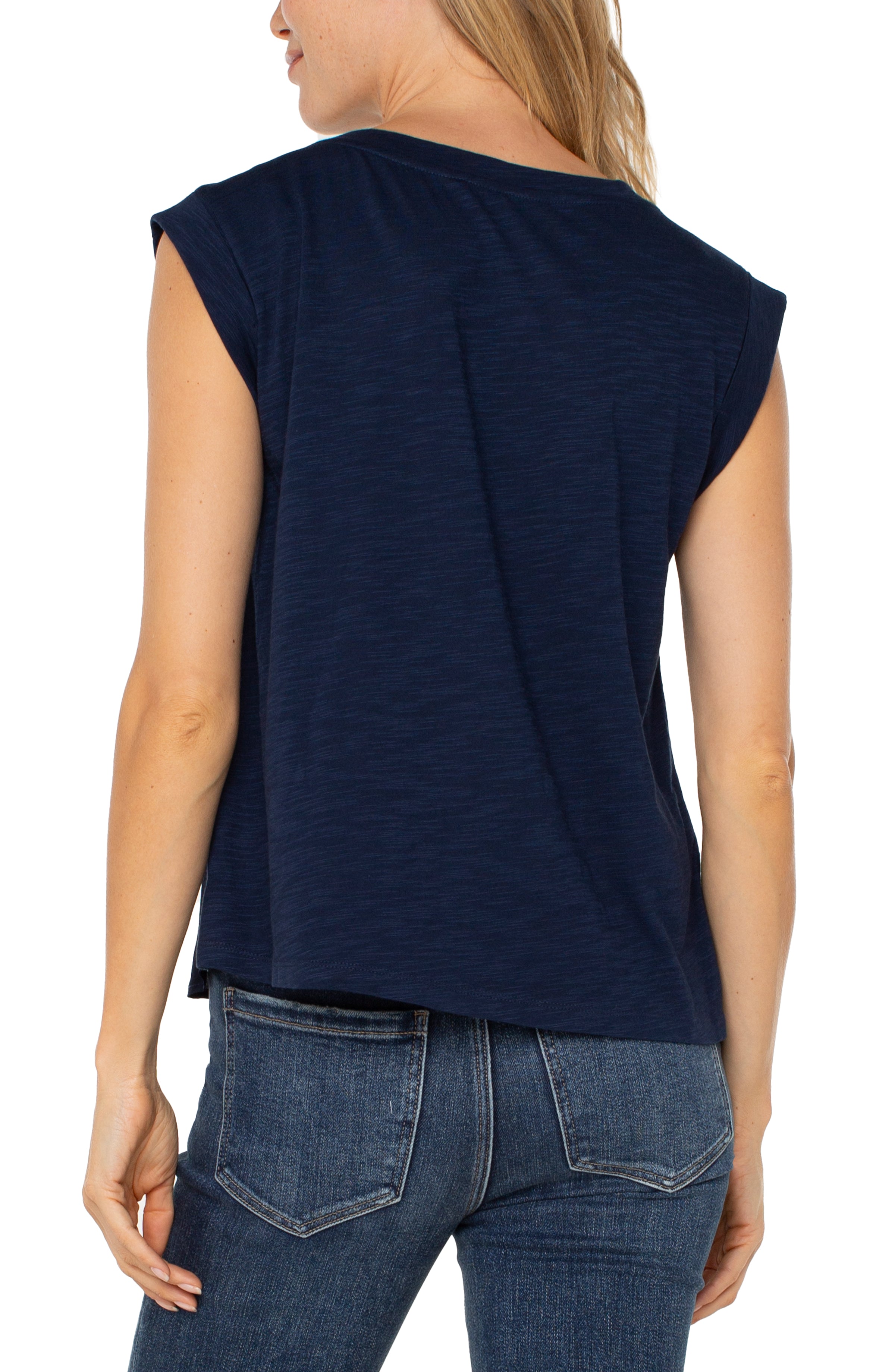 Sleeveless Woven To Knit Top - TWO Colors To Choose From