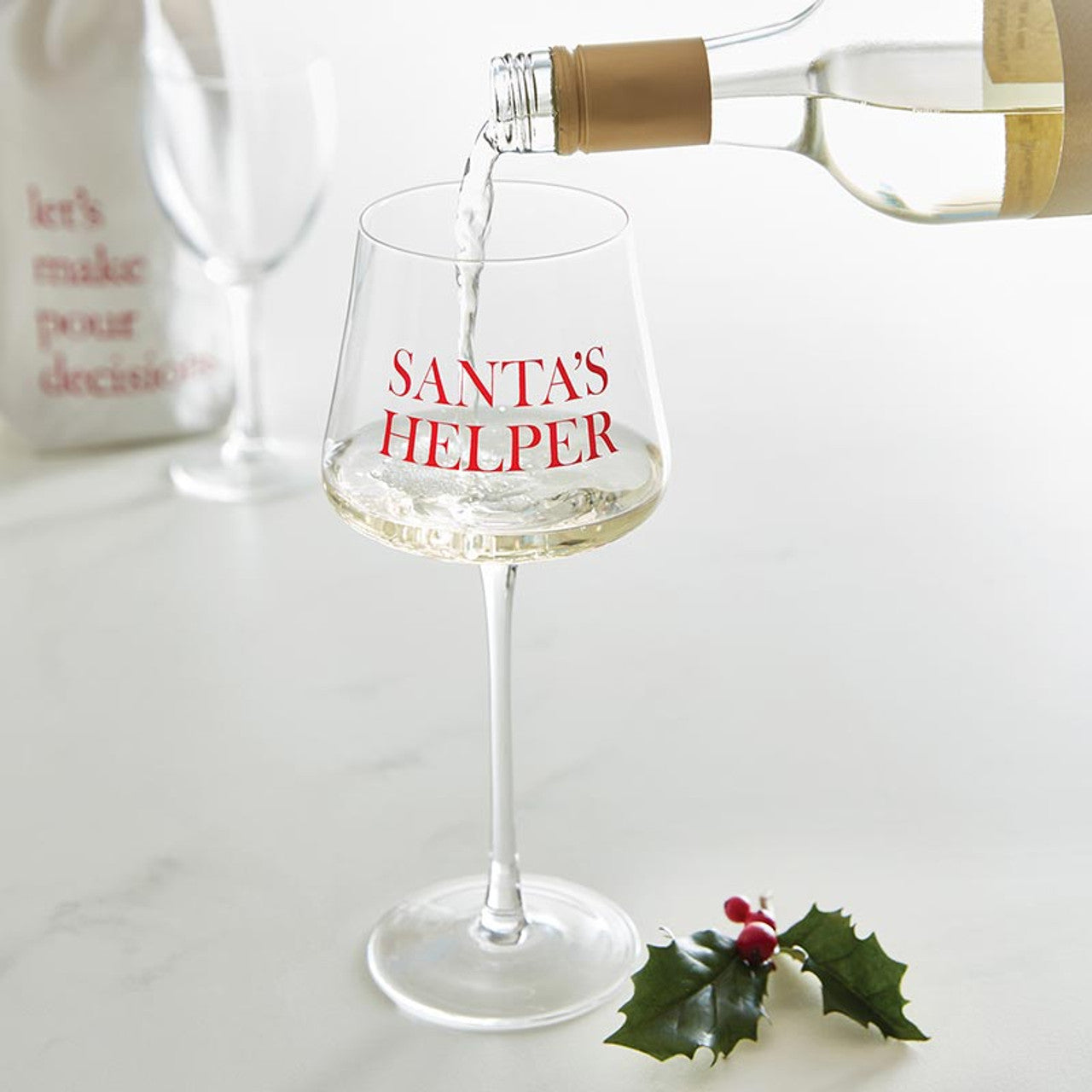 Boxed Santa's Helper Stemmed Wine Glass