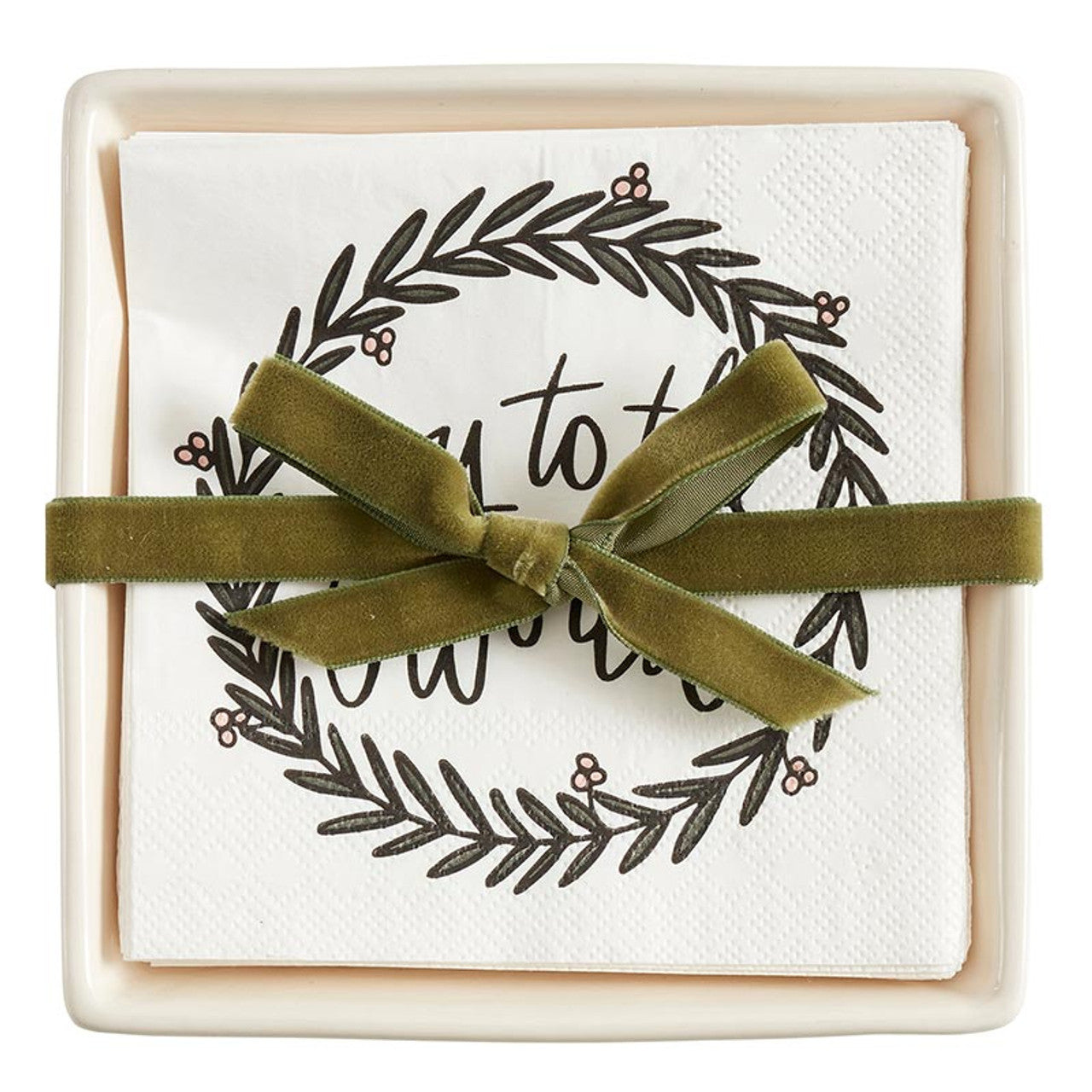 Joy To The World - Ceramic Napkin Tray & Napkins