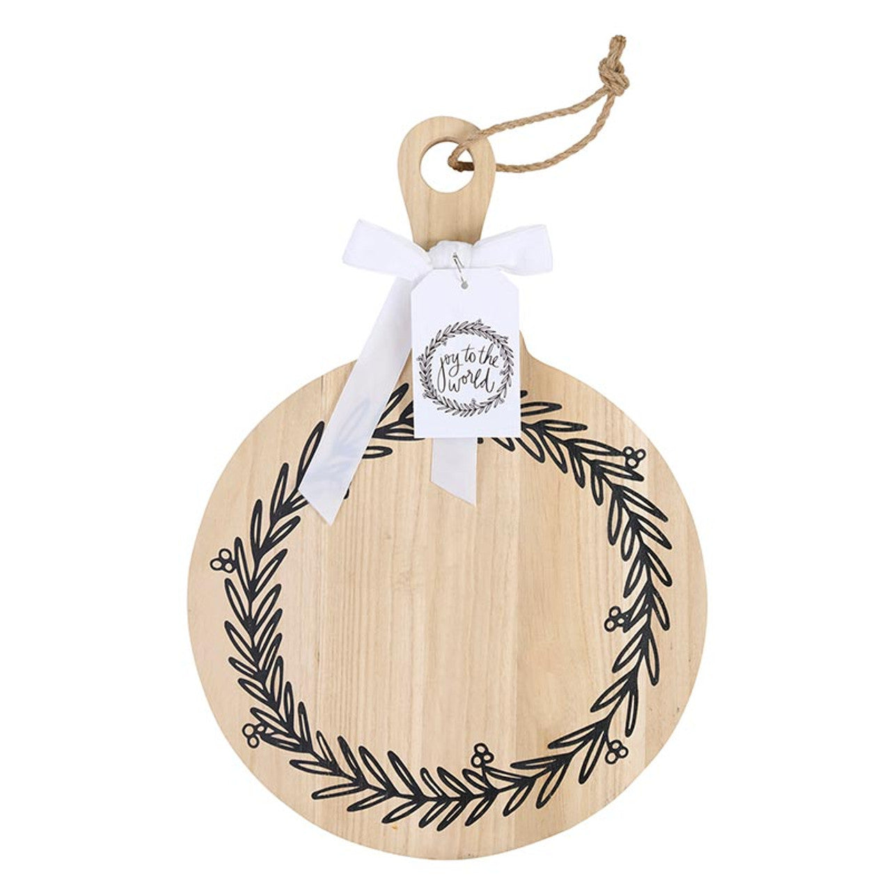 Joy To The World - Large Round Wood Paulownia Serving Board