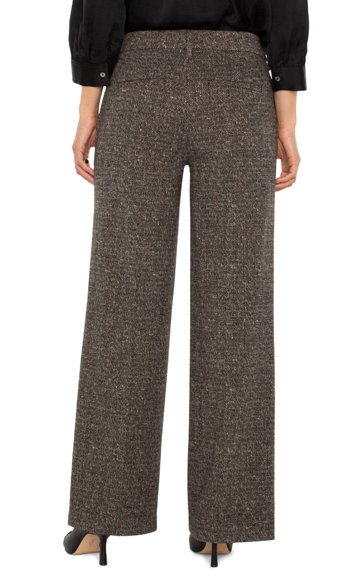 Black Tan Herringbone Kelsey Wide Leg Trouser 31"