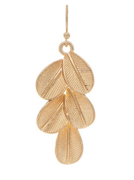 Gold Textured Layered Leaves Earring