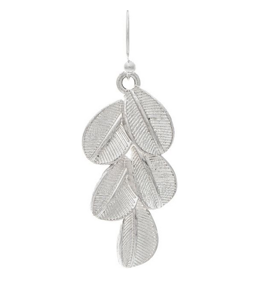 Silver Textured Layered Leaves Earring