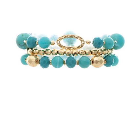 Gold-Blue Baubles & Chain Bracelet Set