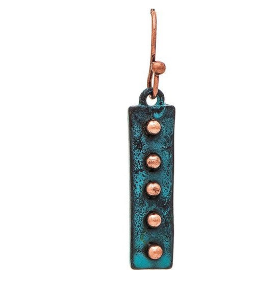 Patina Bar Copper Dots Earring