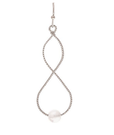 Silver Pearl Infinity Twist Earring