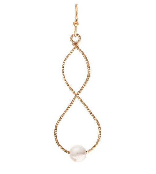 Gold Pearl Infinity Twist Earring