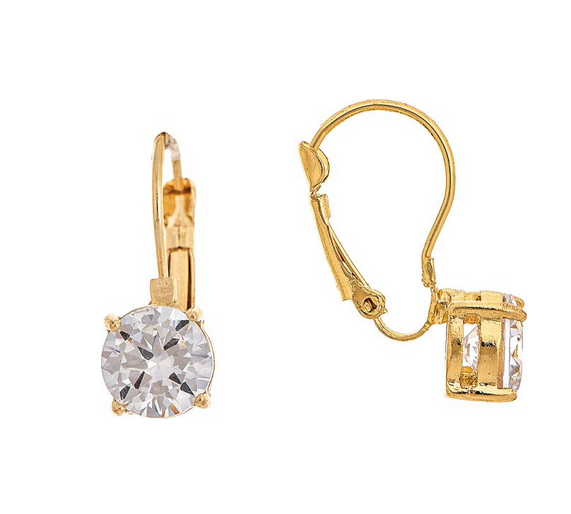 Gold Crystal Leverback Earring