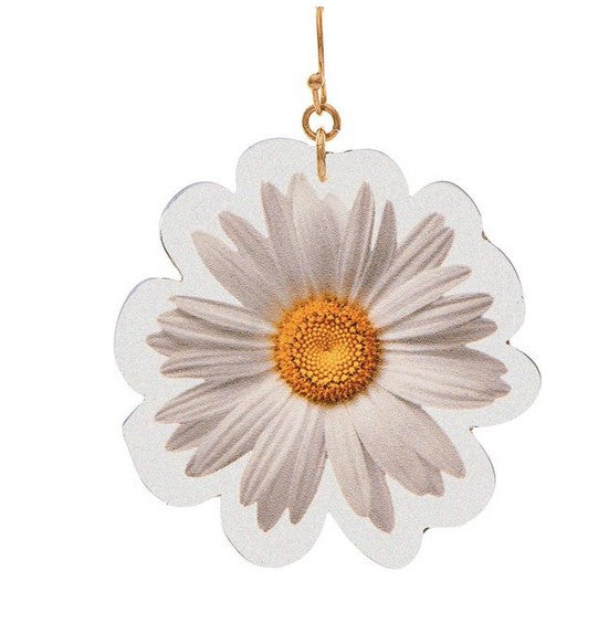 Gold White Acrylic Daisy Flower Earring - FINAL SALE