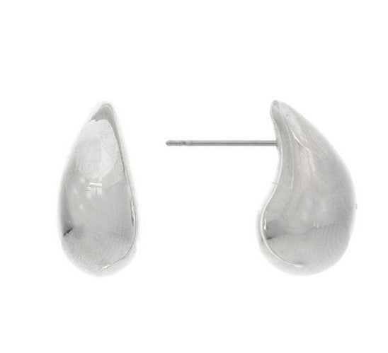 Silver Modernist Teardrop Post Earring