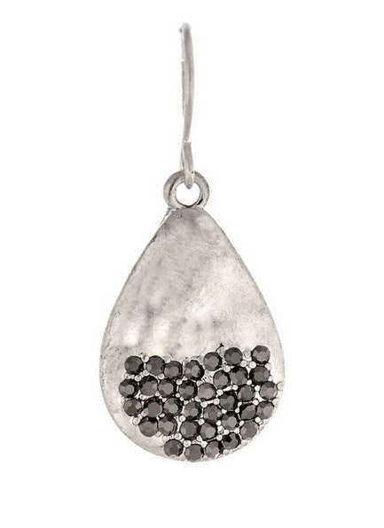 Silver Pave Teardrop Earring