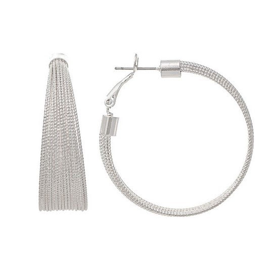 Silver Wide Wire Leaver Back Hoop Earring