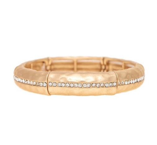 Gold Crystal Stripe Stretch Bracelet