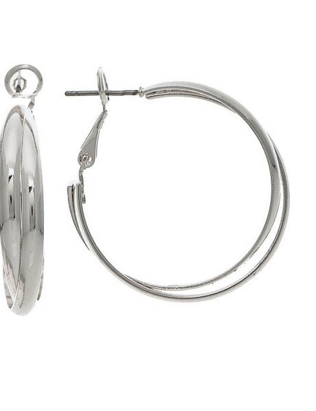 Silver Double Twist Hoop Earring