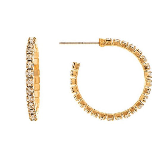 Gold 20MM Crystal Hoop Post Earring