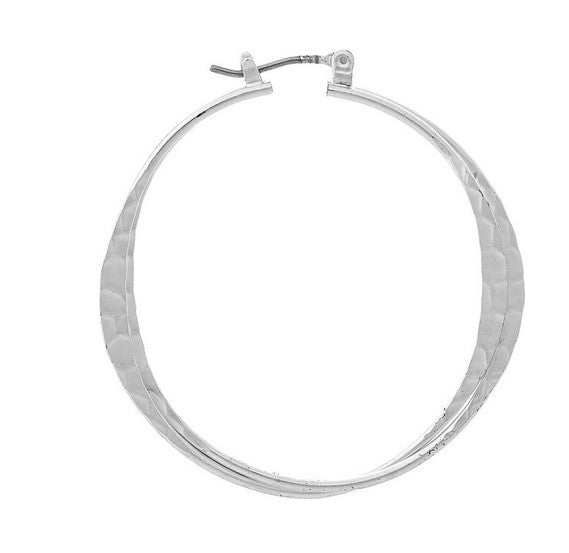 Silver Double Layer Wire Hoop Earring