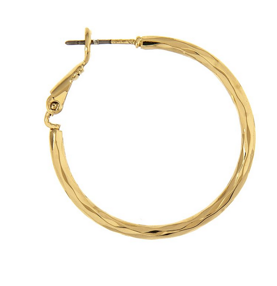 Medium Gold Hammered Hoop