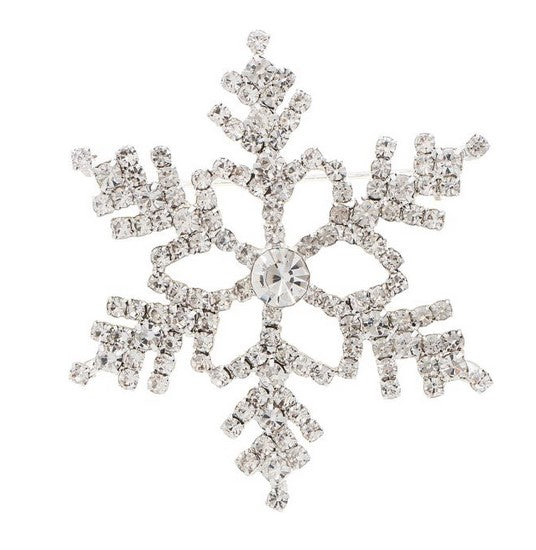 Silver Bright Crystal Snowflake Pin