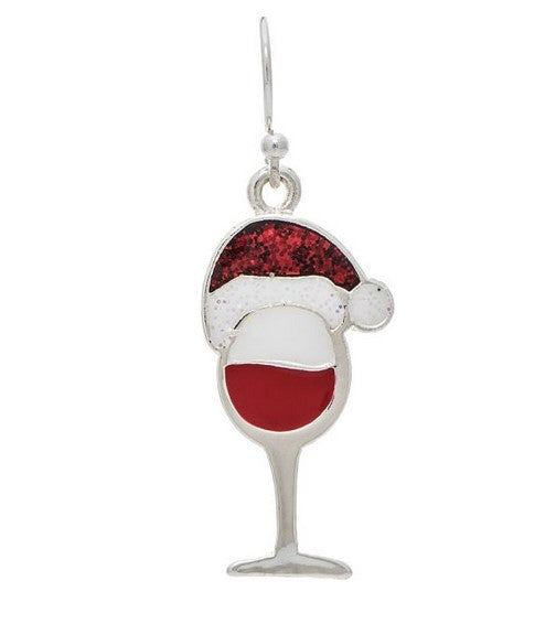 Silver Red Wine Celebrate Christmas Earring