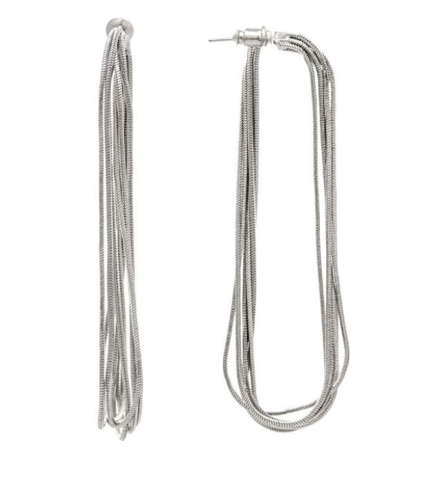 Silver Snake Chains Post Hoop Earring