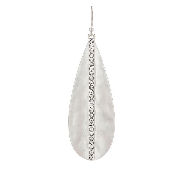 Silver Crystal Line Teardrop Earring