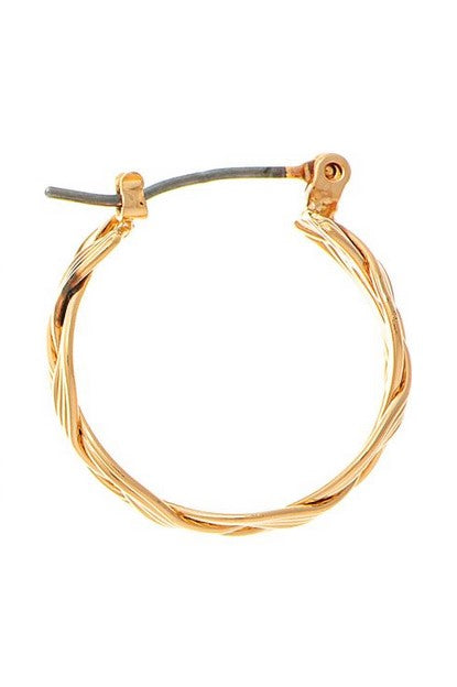 Gold Brass Wire Braid Hoop Earring