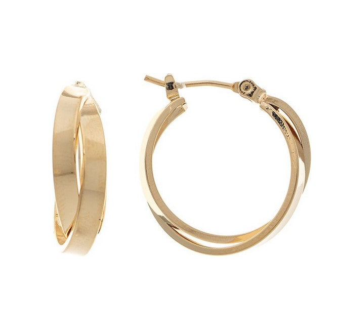 14k Gold Plated Hypoallergenic Crossover .75" Hoop Earring