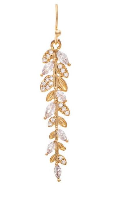 Gold Crystal Leaf Earring