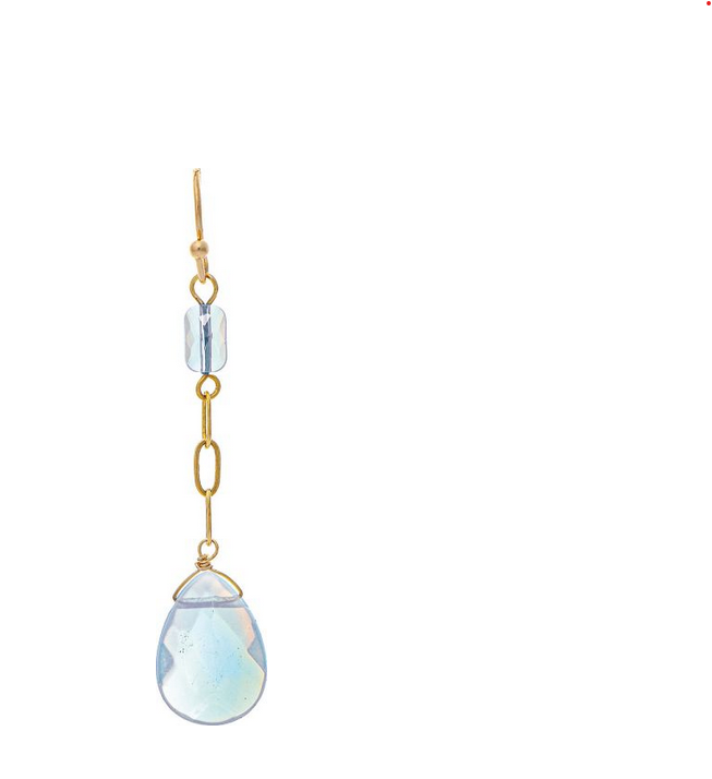 Gold White Opal Glass Drop Earring