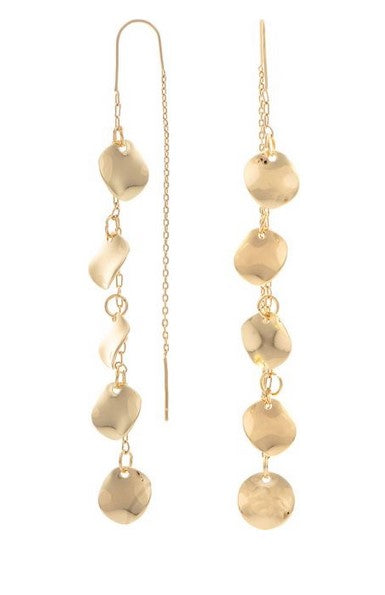 Gold Droplets Threader Earring