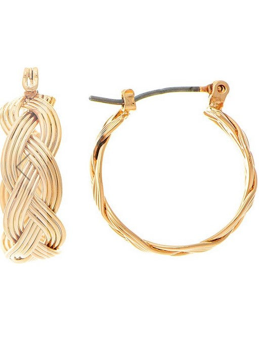 Gold Brass Wire Braid Hoop Earring