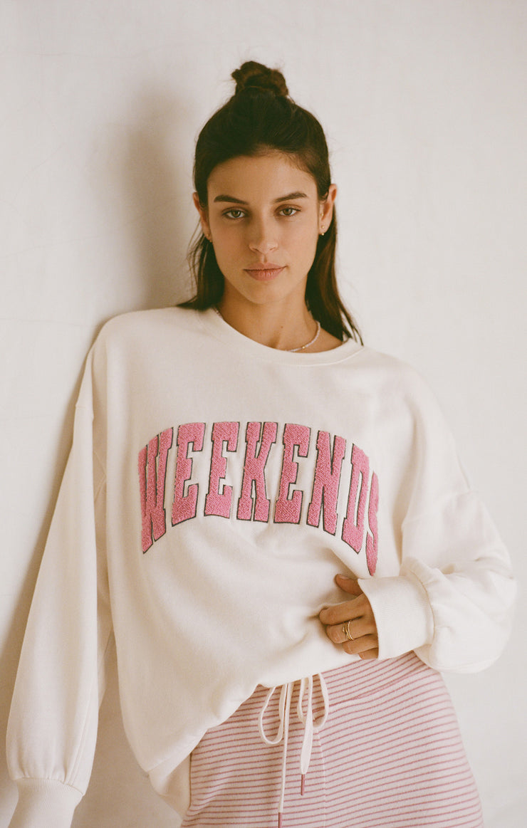 Oversized Weekends Sweatshirt Bone