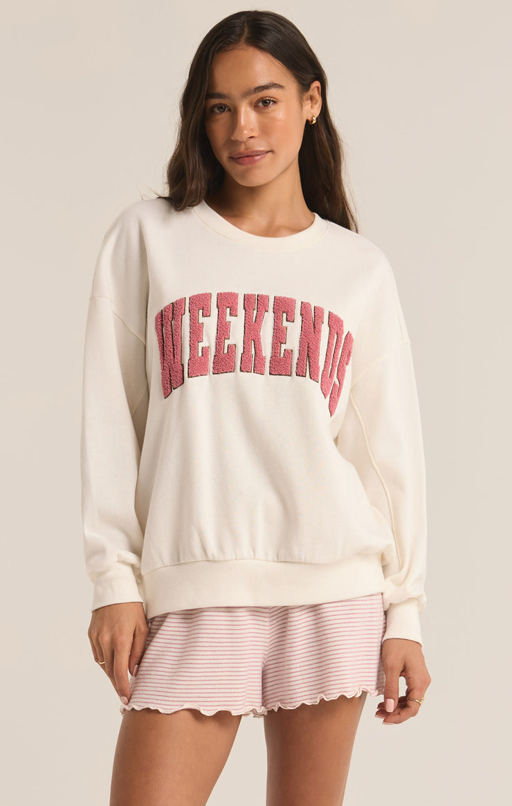 Oversized Weekends Sweatshirt Bone