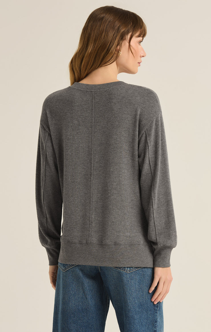 Wilder Cloud V-Neck Longsleeve Top Charcoal Heather