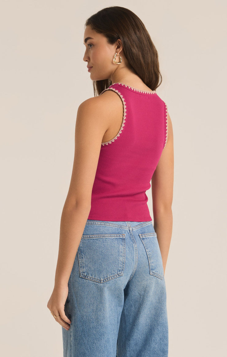 Avril Cactus Flower Rib Top - FINAL SALE