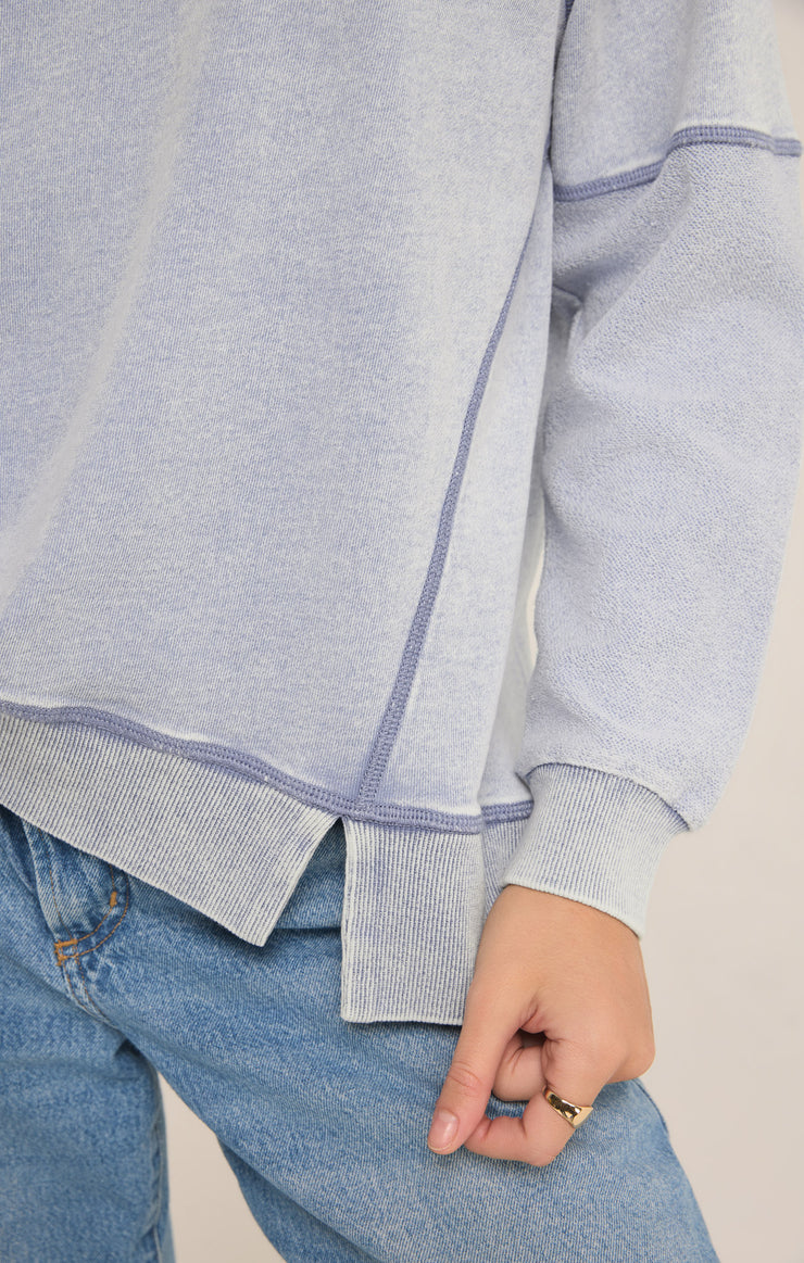 Washed Indigo Easy V-Knit Denim Sweatshirt - FINAL SALE