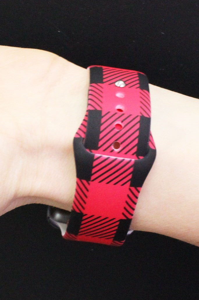 Red Buffalo Plaid Silicone Apple Watch Band 38/40/41mm